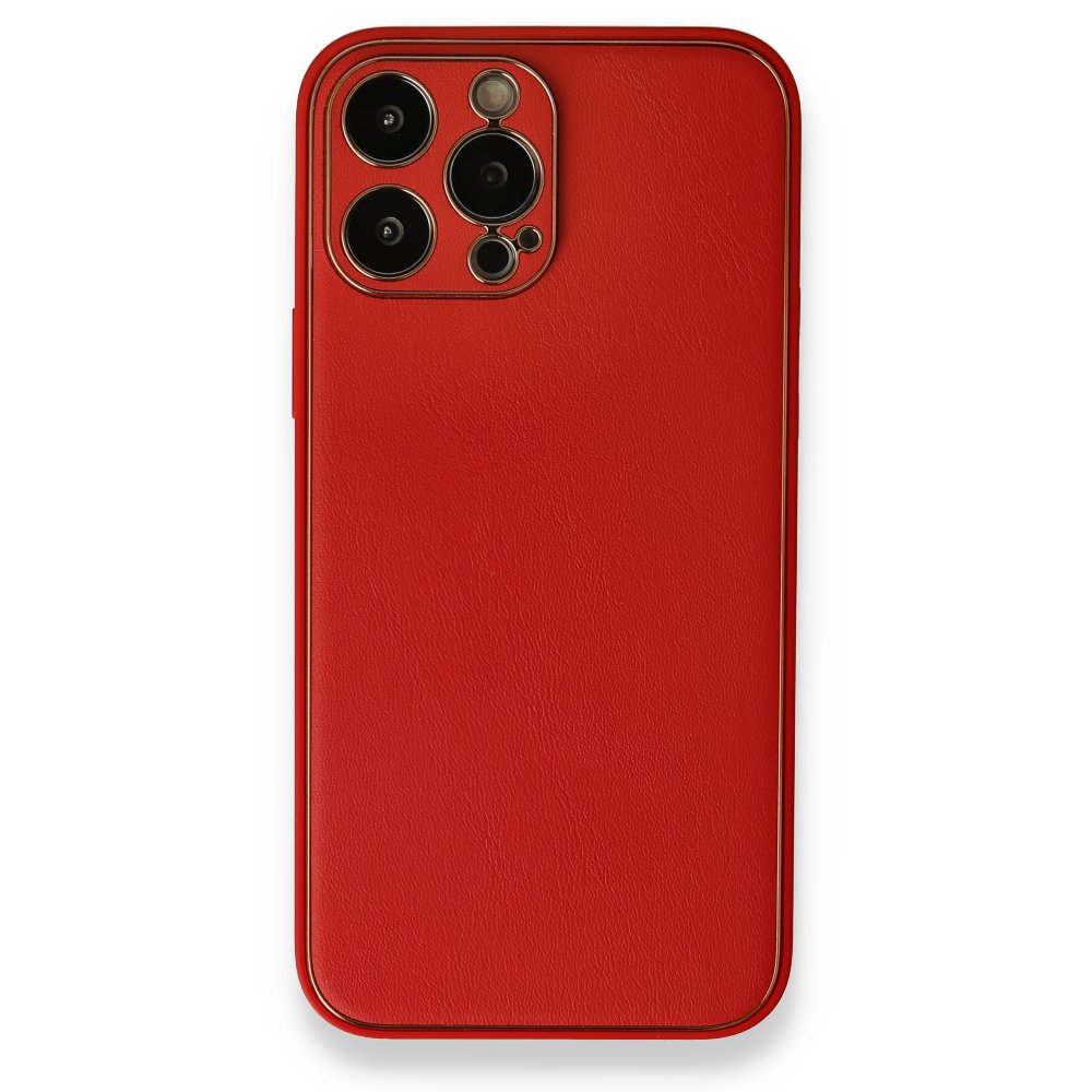 iPhone 13 Pro Max Kılıf Coco Deri Silikon Kapak - Kırmızı iPhone 13 Pro Max Kılıf Coco Deri Silikon Kapak - Kırmızı