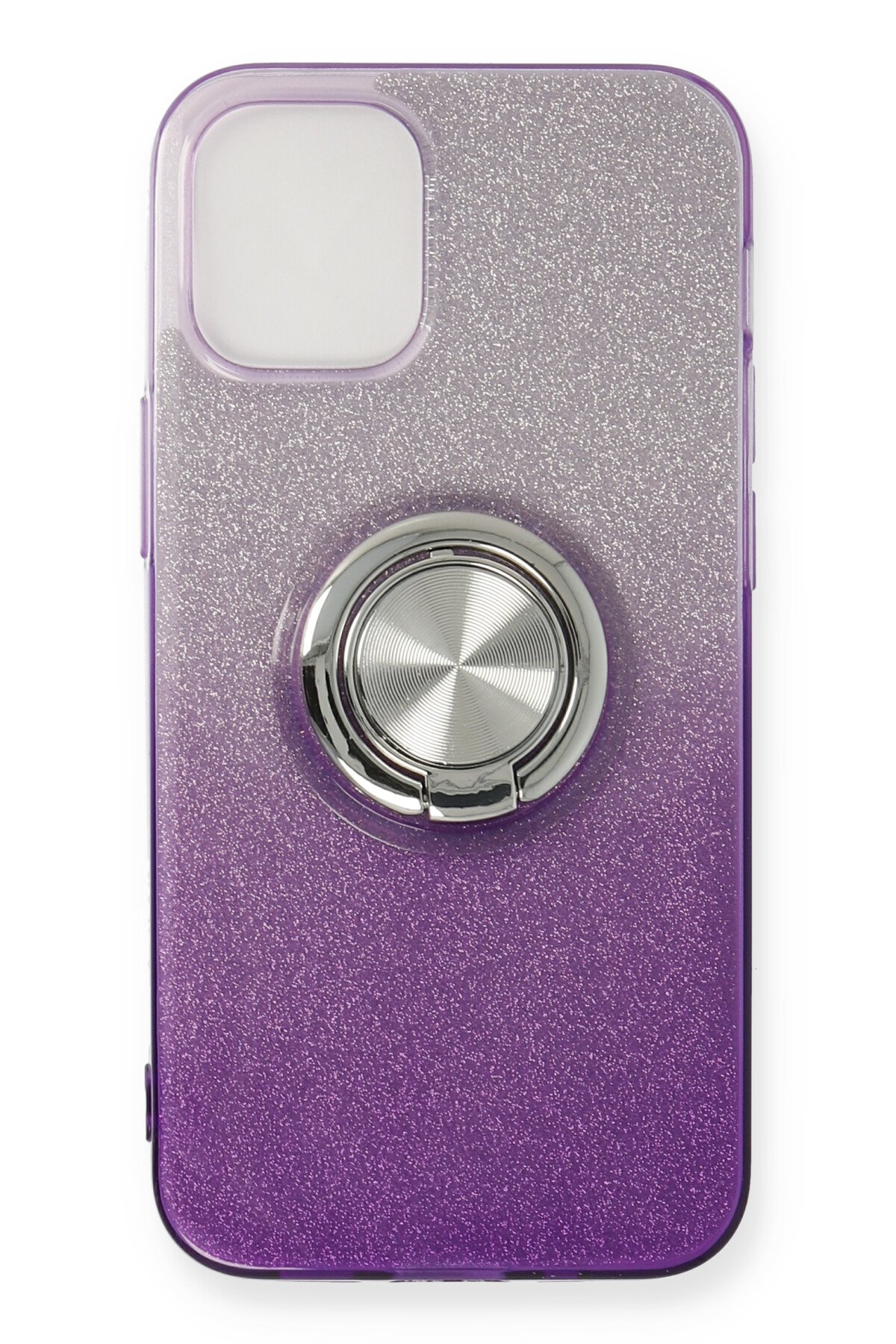 iPhone 12 Mini Kılıf Simli Yüzüklü Silikon - Mor  iPhone 12 Mini Kılıf Simli Yüzüklü Silikon - Mor