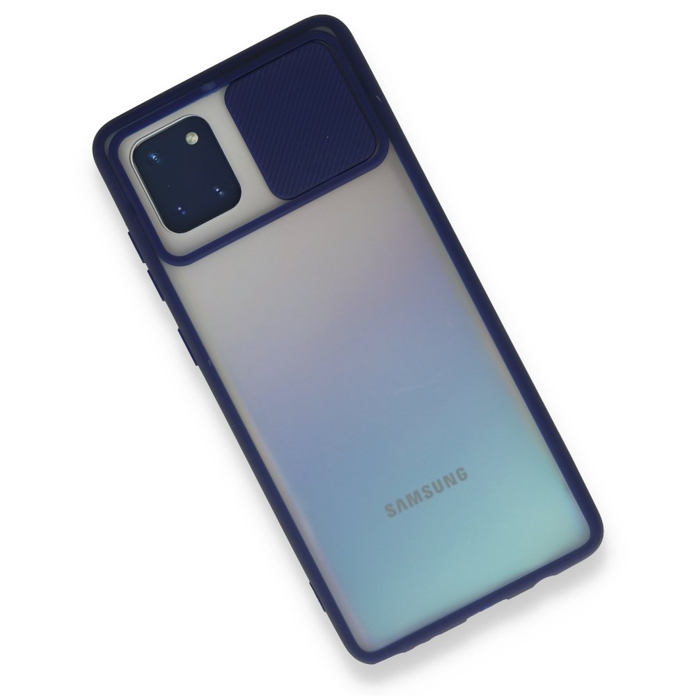  Samsung Galaxy A81 / Note 10 Lite Kılıf Palm Buzlu Kamera Sürgülü Silikon - Lacivert