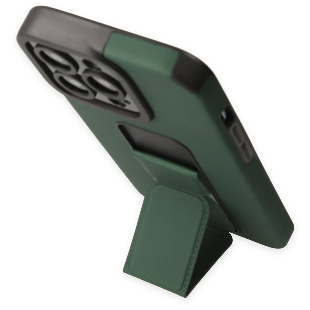 iPhone 13 Pro Max Kılıf Mega Standlı Silikon - Yeşil  iPhone 13 Pro Max Kılıf Mega Standlı Silikon - Yeşil