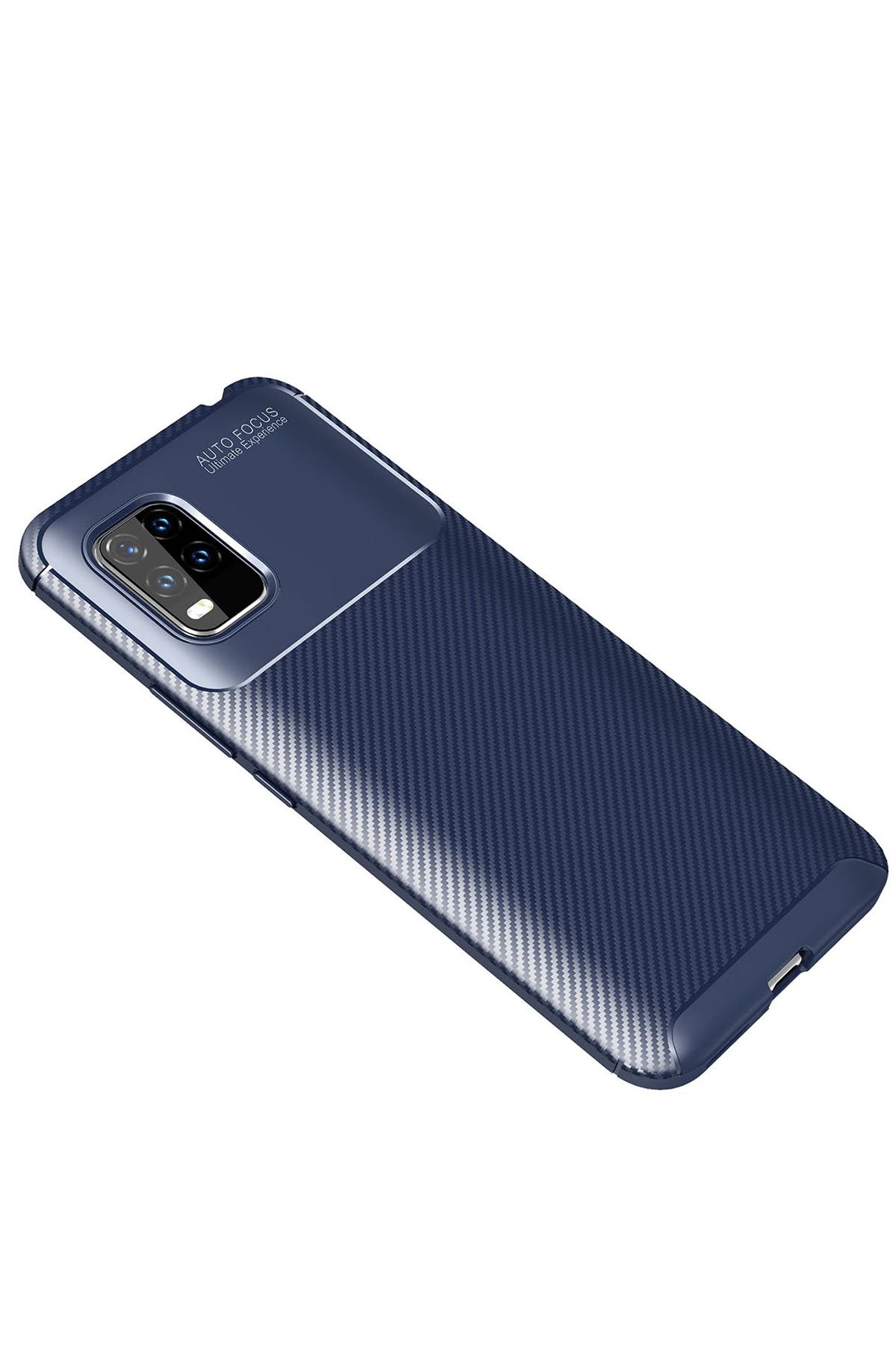 Xiaomi Mi 10 Lite Kılıf Auto Focus Karbon Kapak - Lacivert Xiaomi Mi 10 Lite Kılıf Auto Focus Karbon Kapak - Lacivert