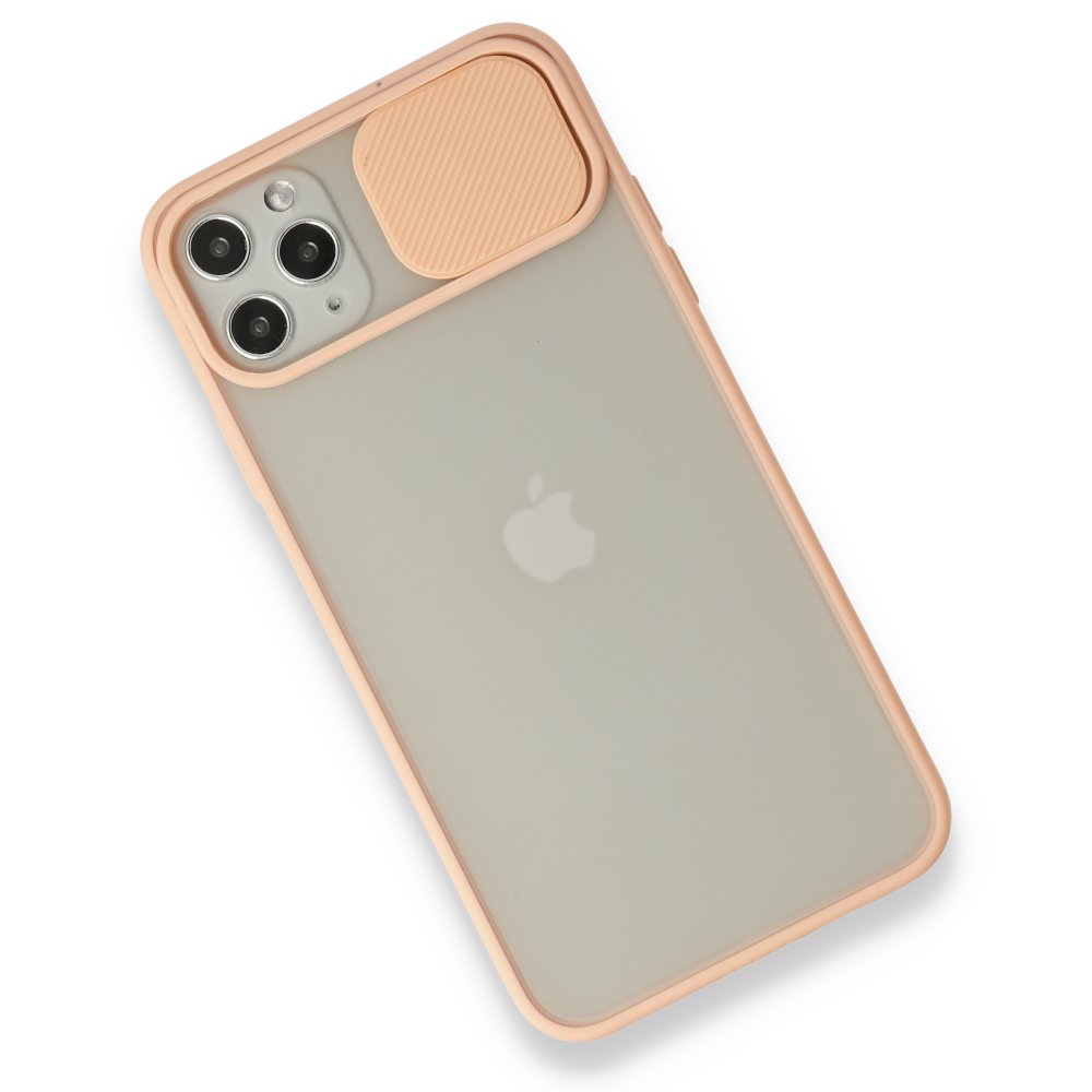  iPhone 11 Pro Max Kılıf Palm Buzlu Kamera Sürgülü Silikon - Pembe