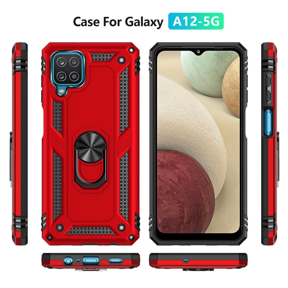  Samsung Galaxy M32 Kılıf Sofya Yüzüklü Silikon Kapak - Kırmızı