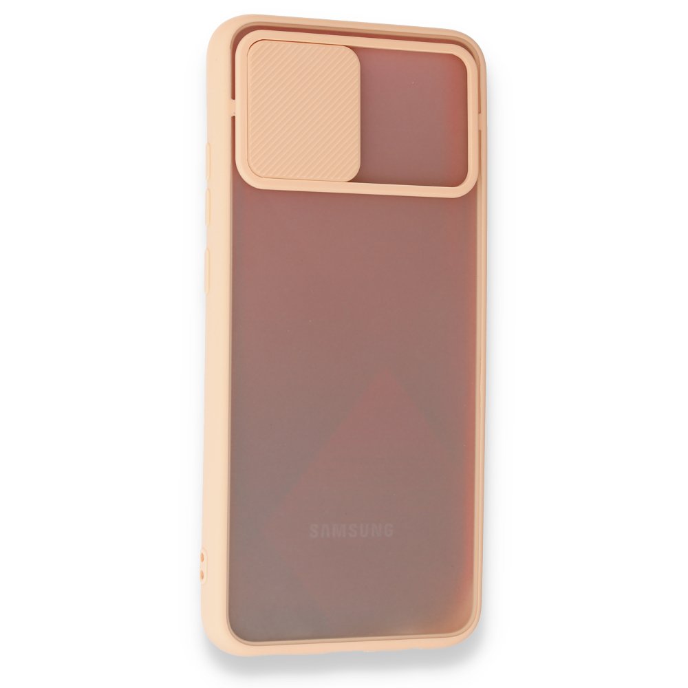  Samsung Galaxy A02S Kılıf Palm Buzlu Kamera Sürgülü Silikon - Pembe