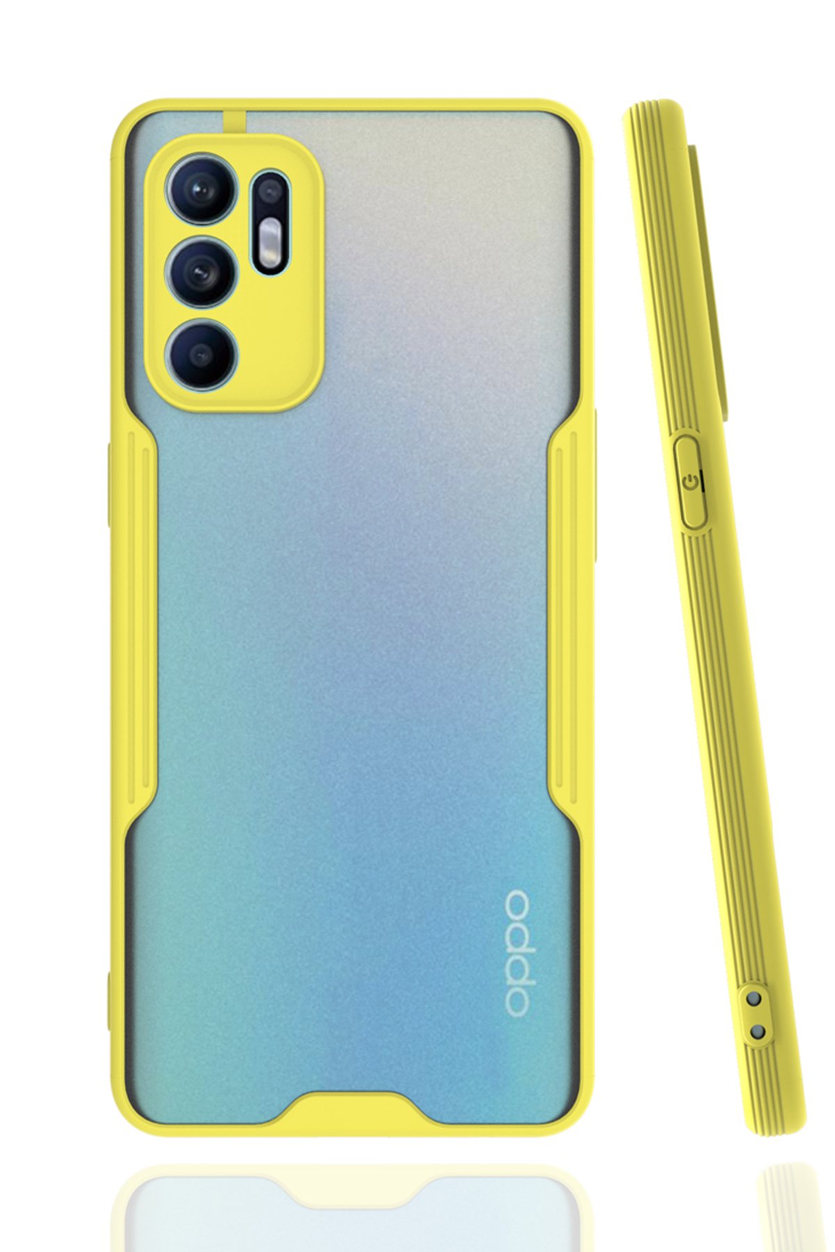 Oppo Reno 6 Kılıf Platin Silikon - Sarı Oppo Reno 6 Kılıf Platin Silikon - Sarı