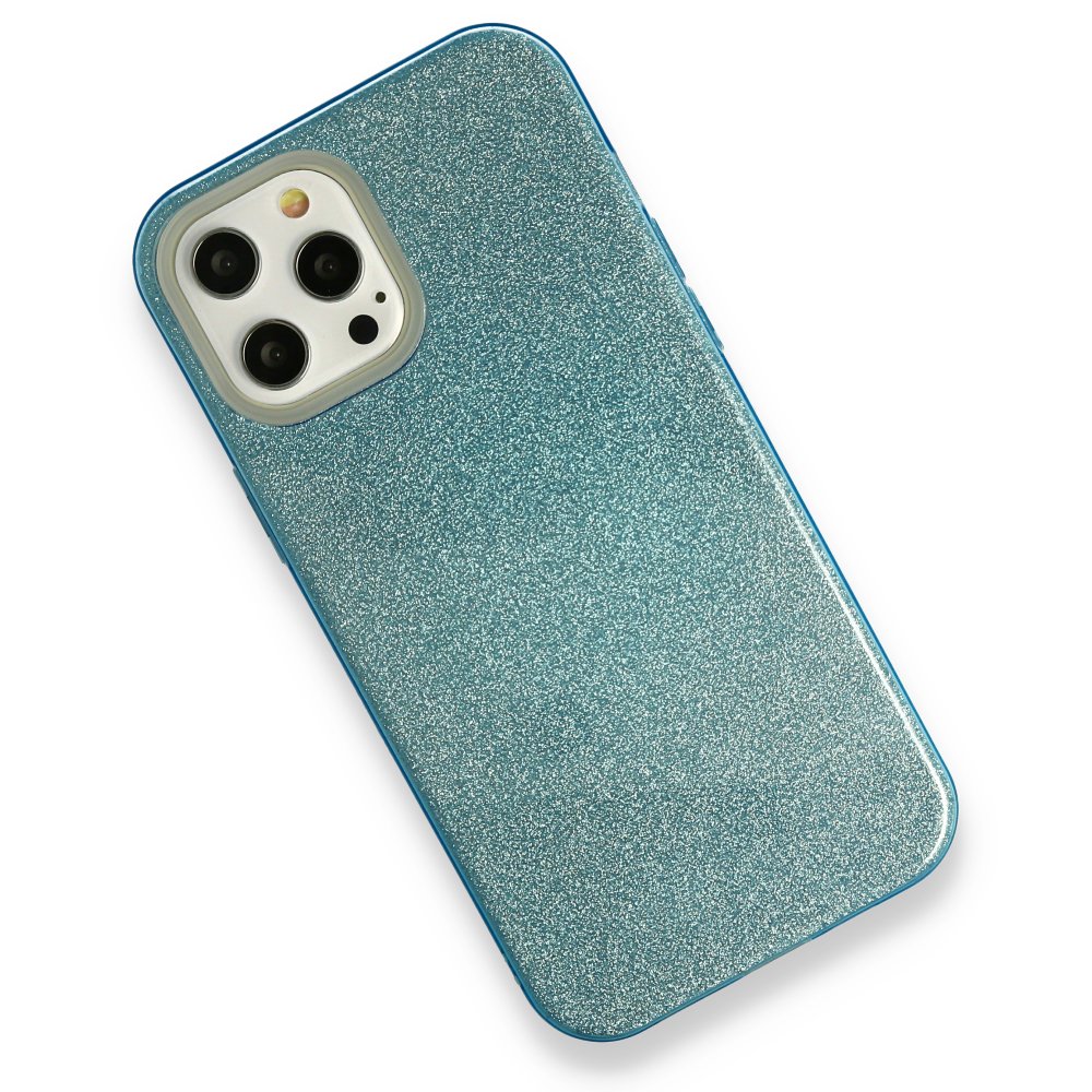  iPhone 12 Pro Max Kılıf Simli Katmanlı Silikon - Turkuaz