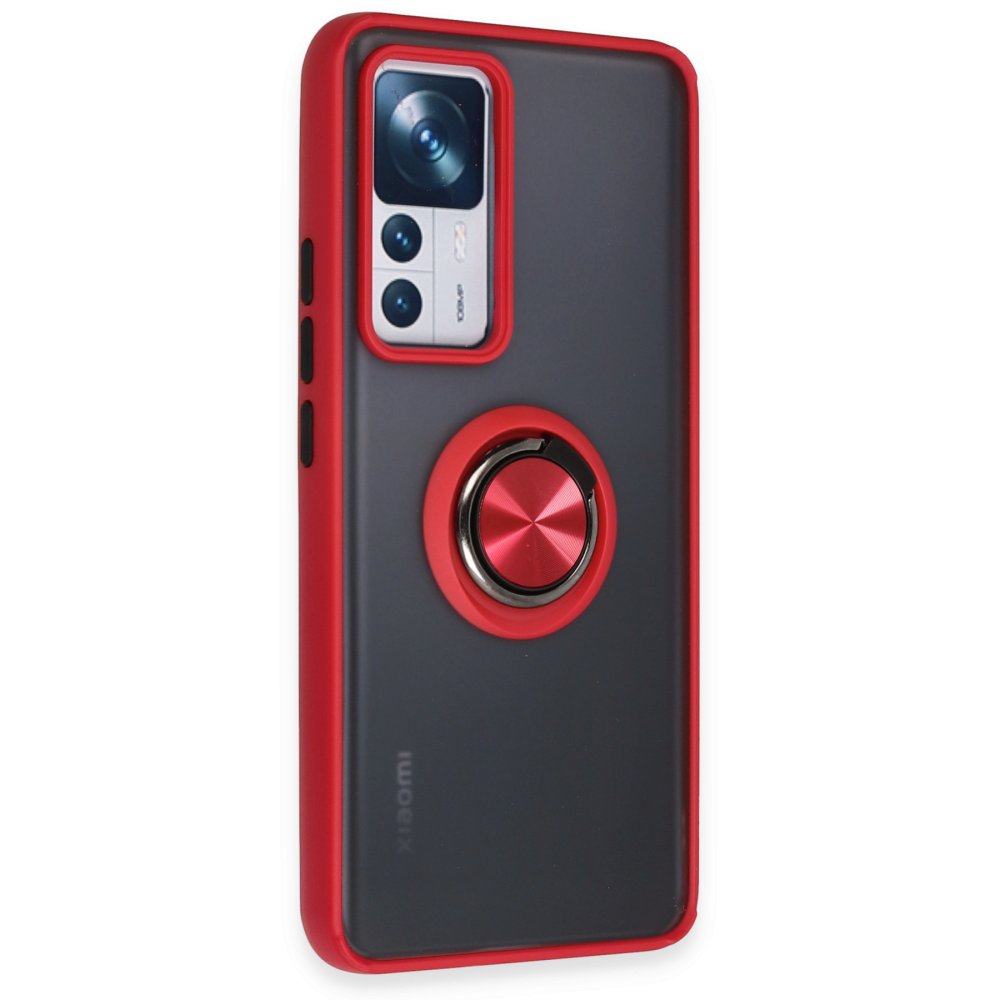 Xiaomi Mi 12T Kılıf Montreal Yüzüklü Silikon Kapak - Kırmızı  Xiaomi Mi 12T Kılıf Montreal Yüzüklü Silikon Kapak - Kırmızı