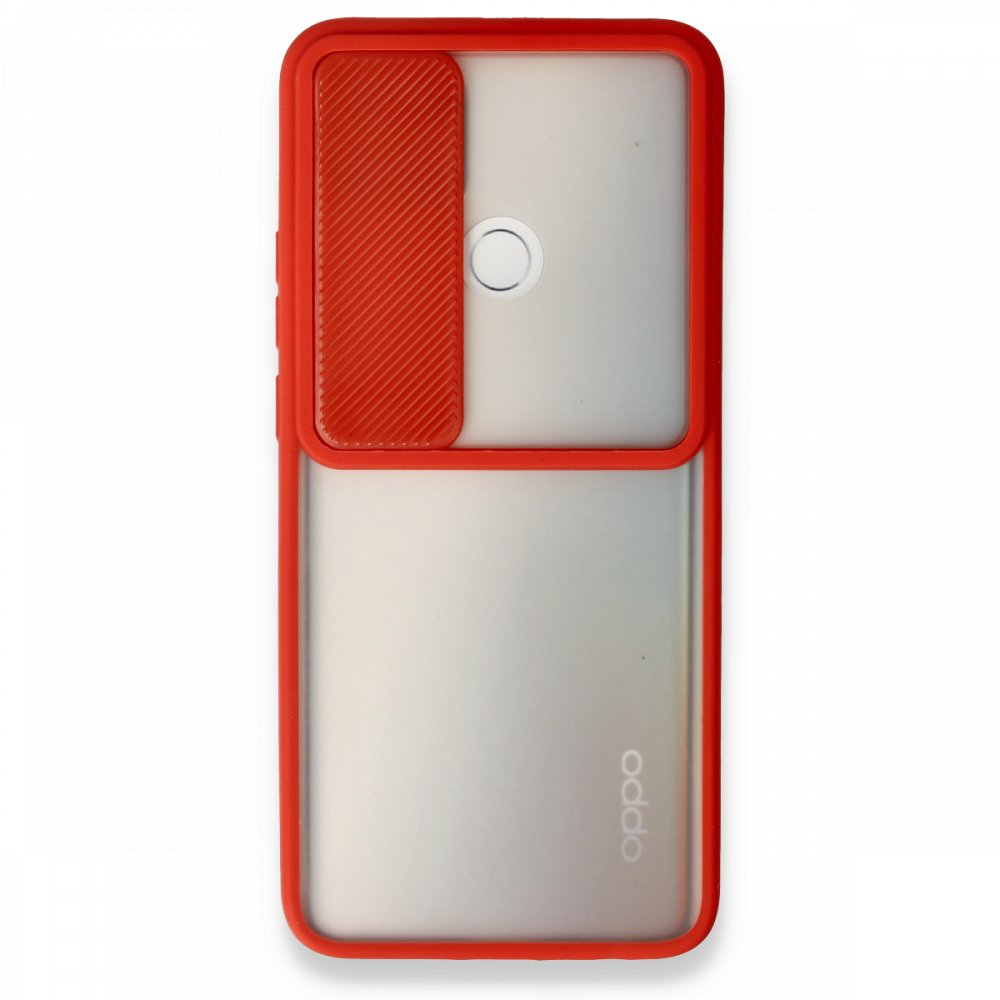  Oppo A15S Kılıf Palm Buzlu Kamera Sürgülü Silikon - Kırmızı