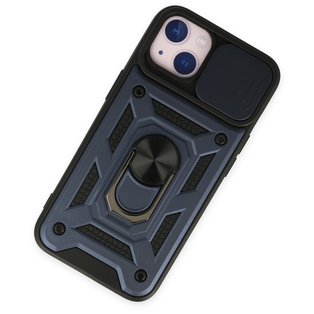  iPhone 14 Kılıf Pars Lens Yüzüklü Silikon - Lacivert