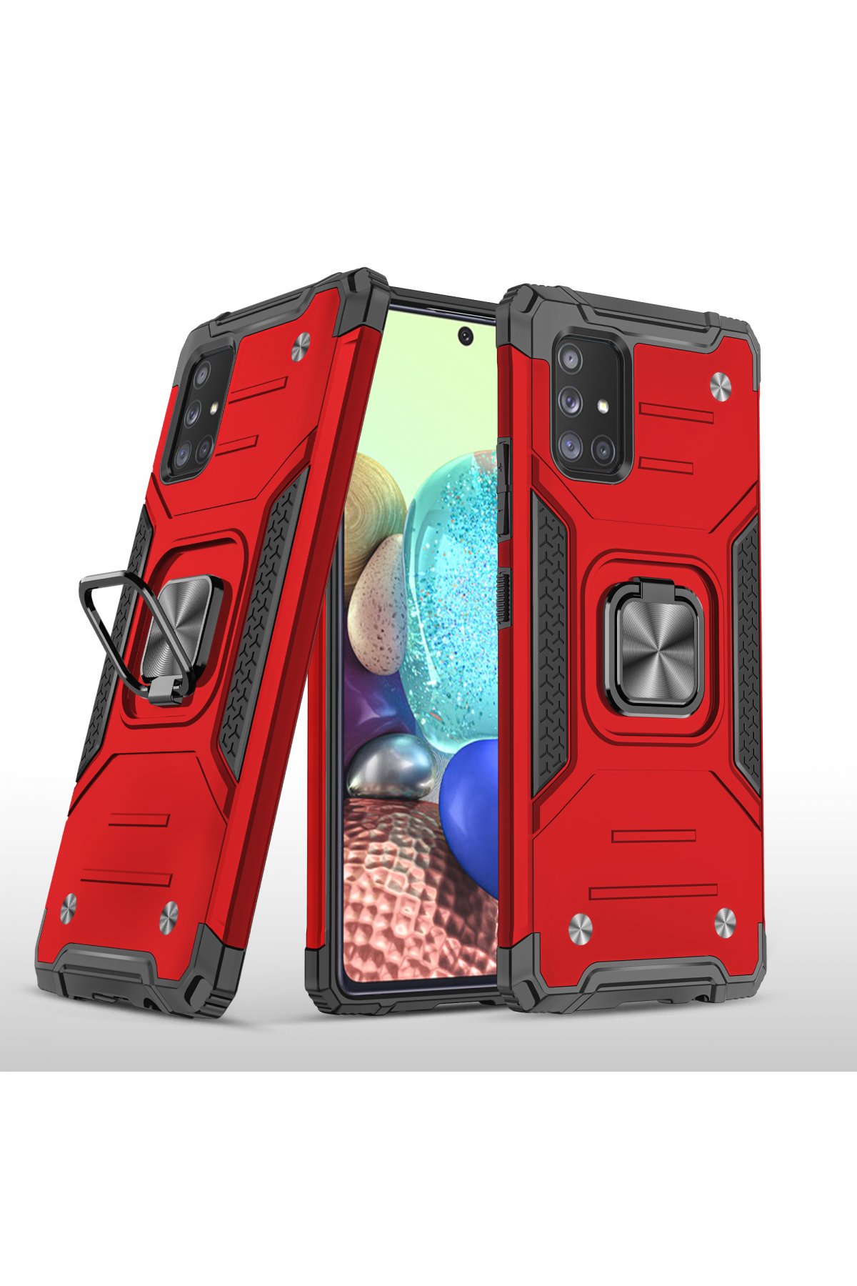  Samsung Galaxy A71 Kılıf Zegna Yüzüklü Silikon Kapak - Kırmızı