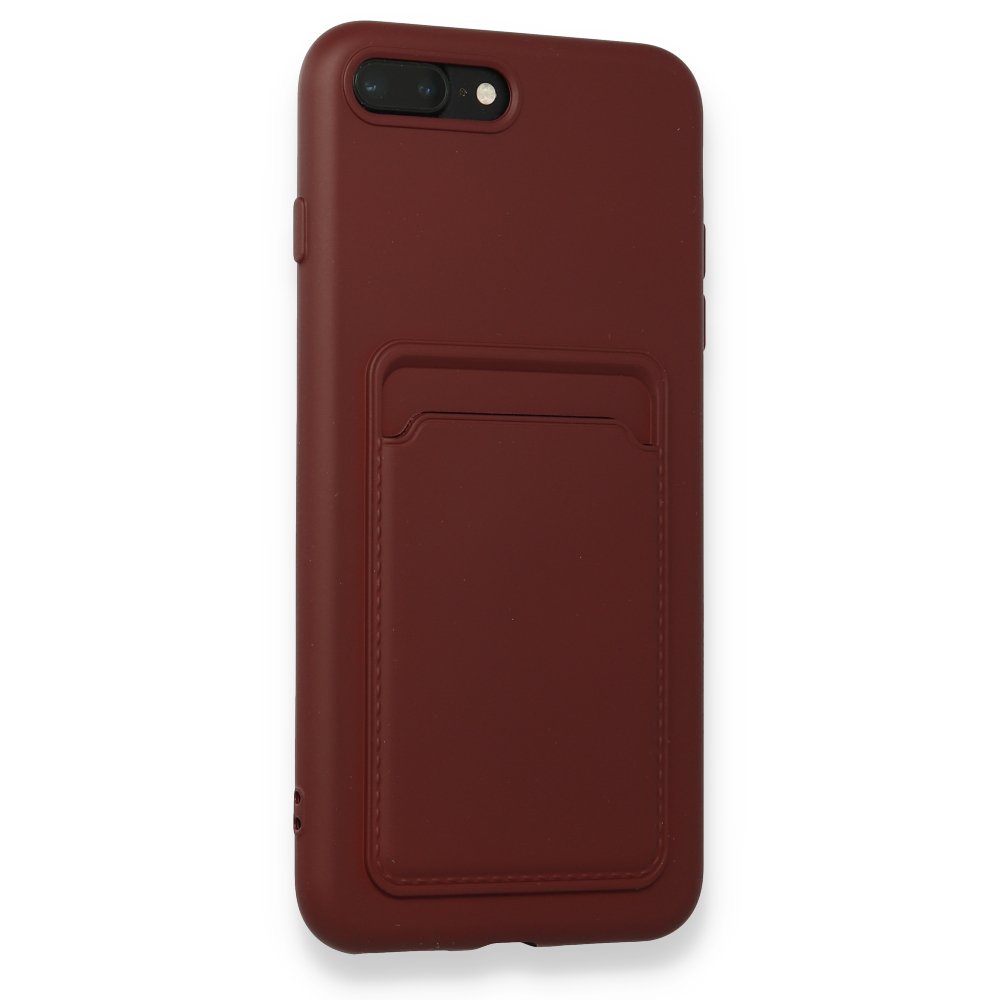  iPhone 8 Plus Kılıf Kelvin Kartvizitli Silikon - Bordo