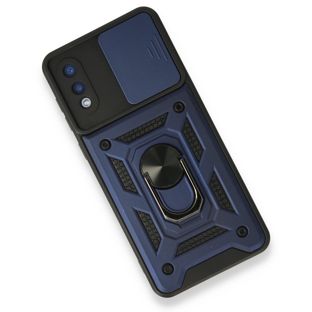  Samsung Galaxy A02 Kılıf Pars Lens Yüzüklü Silikon - Lacivert