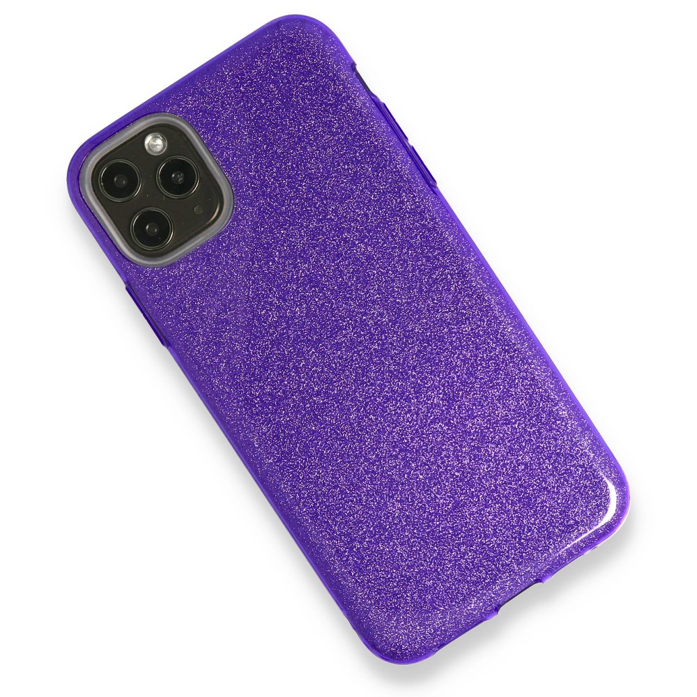 iPhone 11 Pro Max Kılıf Simli Katmanlı Silikon - Mor iPhone 11 Pro Max Kılıf Simli Katmanlı Silikon - Mor