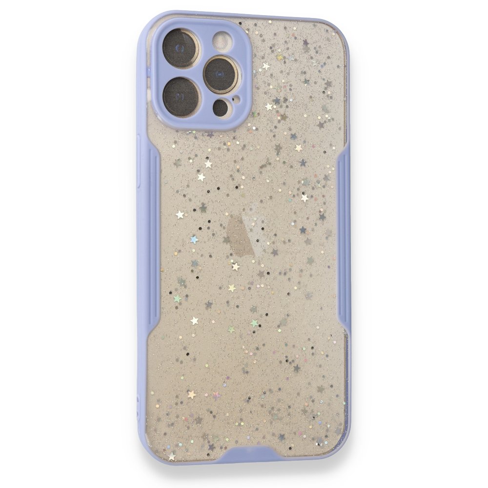  iPhone 12 Pro Max Kılıf Platin Simli Silikon - Lila