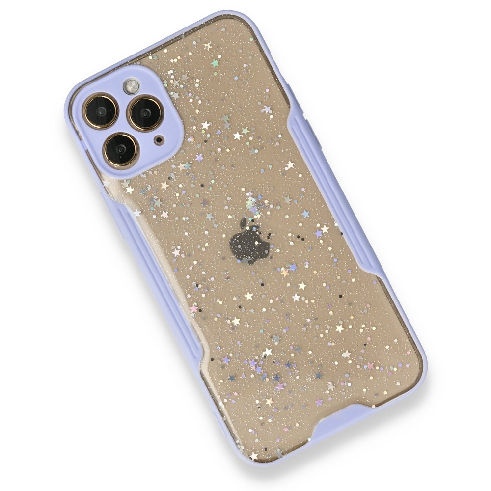  iPhone 12 Pro Kılıf Platin Simli Silikon - Lila