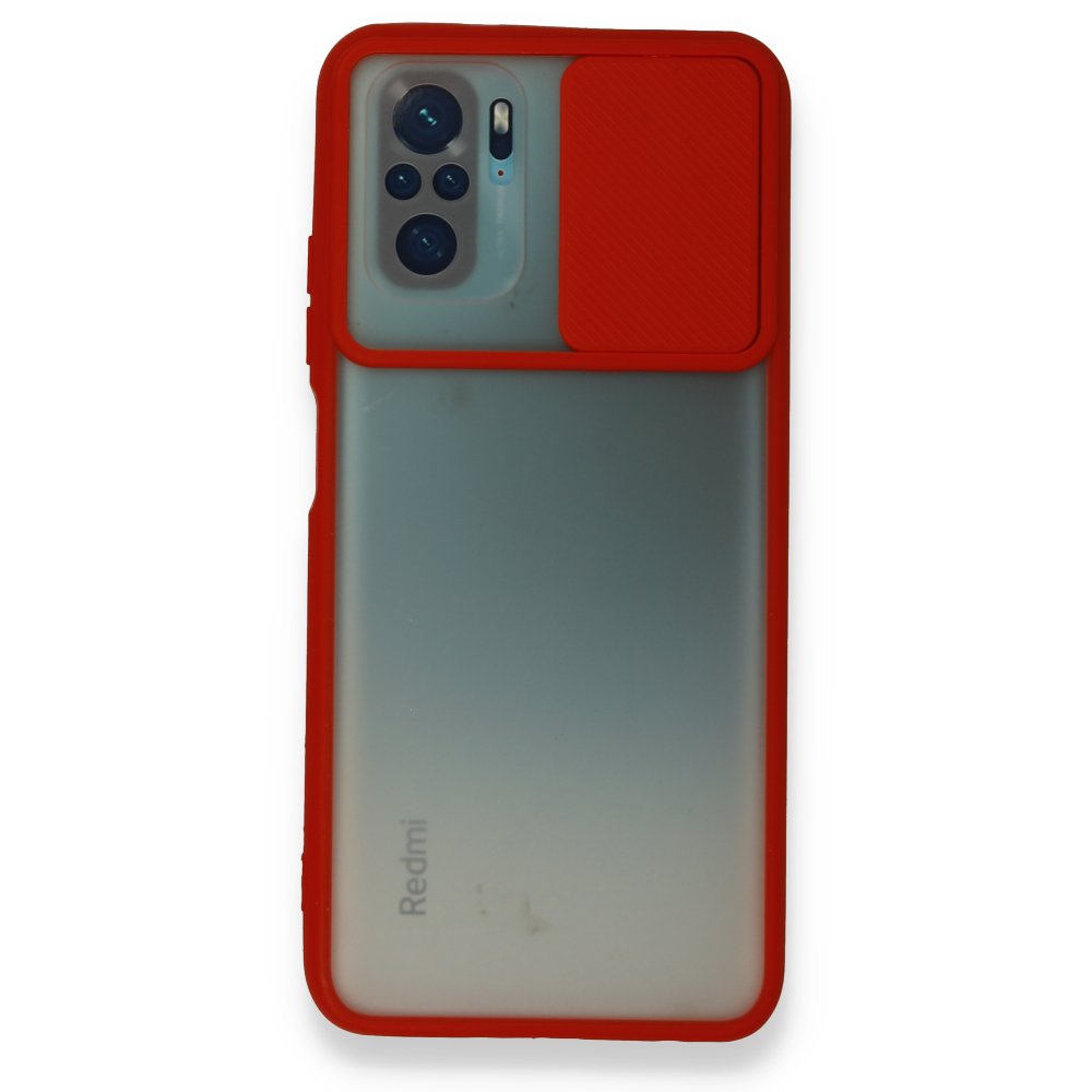 Redmi Note 10S Kılıf Palm Buzlu Kamera Sürgülü Silikon - Kırmızı