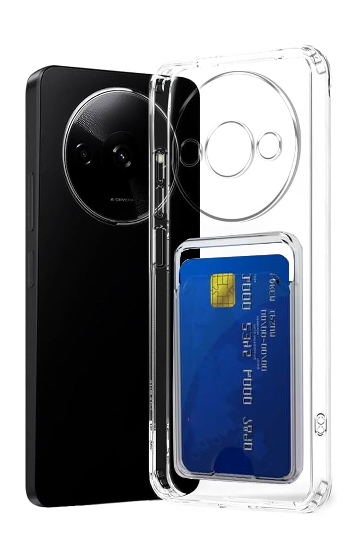 Xiaomi Poco C61 Kılıf Kart Şeffaf Silikon - Şeffaf Xiaomi Poco C61 Kılıf Kart Şeffaf Silikon - Şeffaf