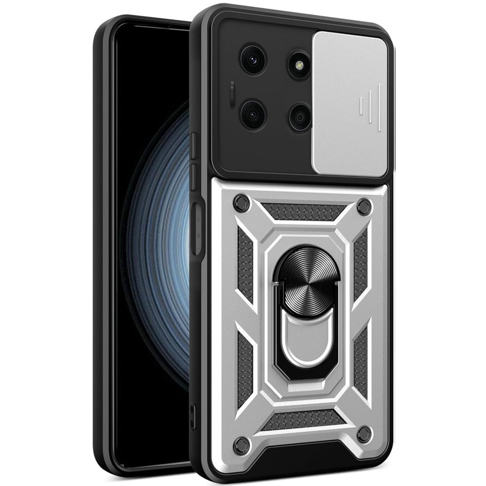  İnfinix Note 30 Kılıf Pars Lens Yüzüklü Silikon - Gümüş