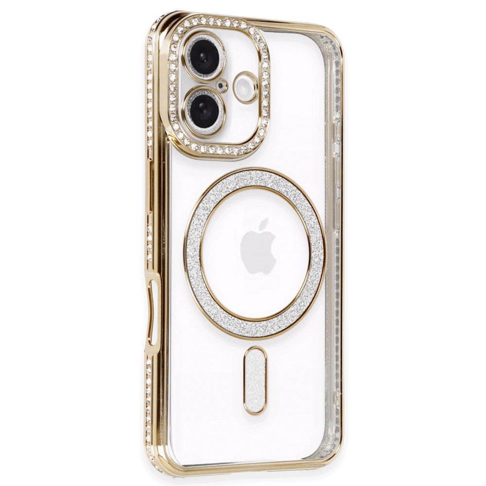 iPhone 16 Plus Kılıf Joke Simli Magneticsafe Kılıf - Gold  iPhone 16 Plus Kılıf Joke Simli Magneticsafe Kılıf - Gold