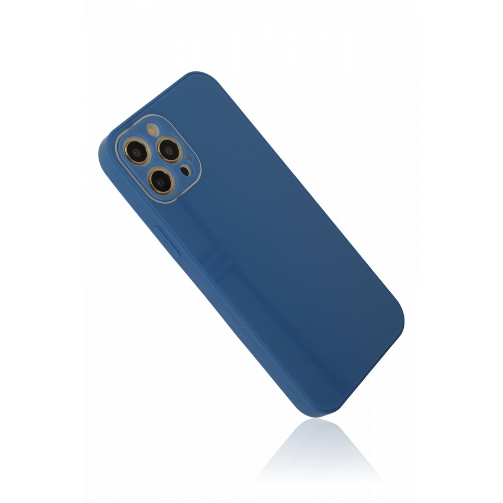  iPhone 12 Pro Max Kılıf Glass Kapak - Mavi