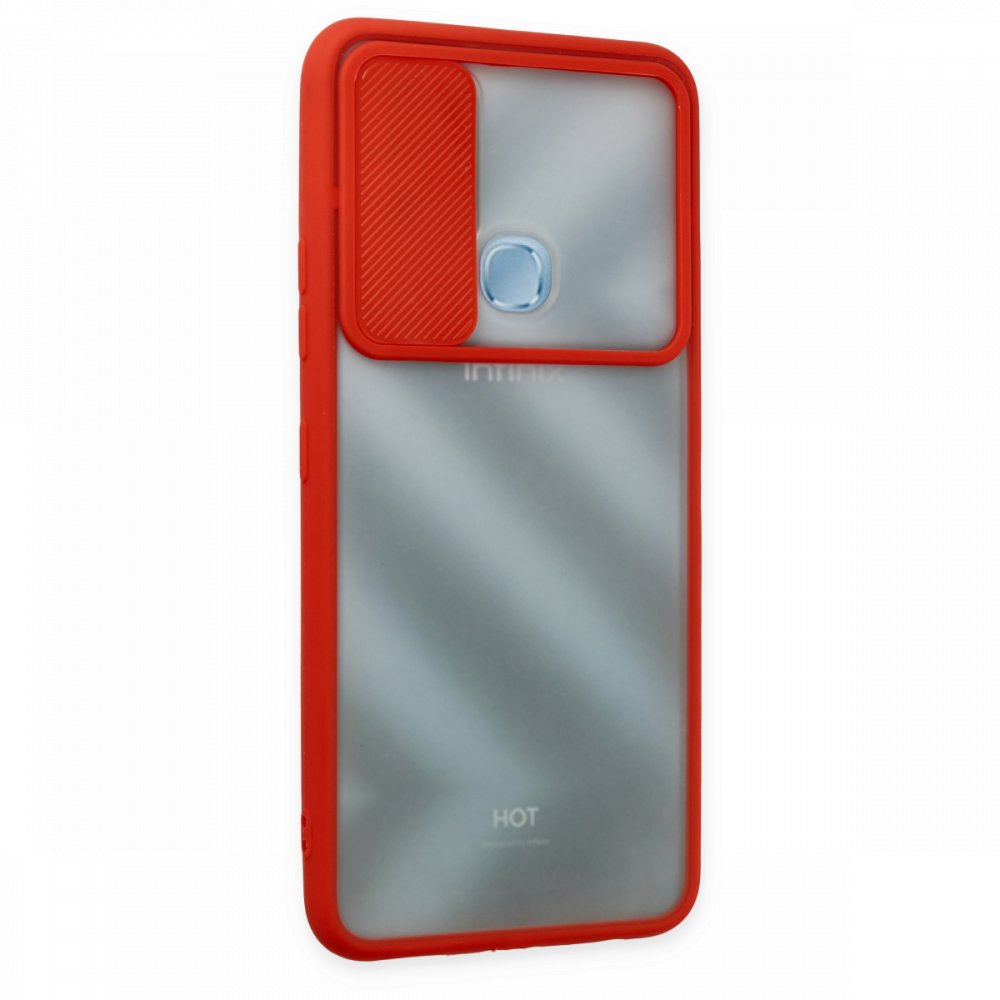 İnfinix Hot 10 Kılıf Palm Buzlu Kamera Sürgülü Silikon - Kırmızı İnfinix Hot 10 Kılıf Palm Buzlu Kamera Sürgülü Silikon - Kırmızı