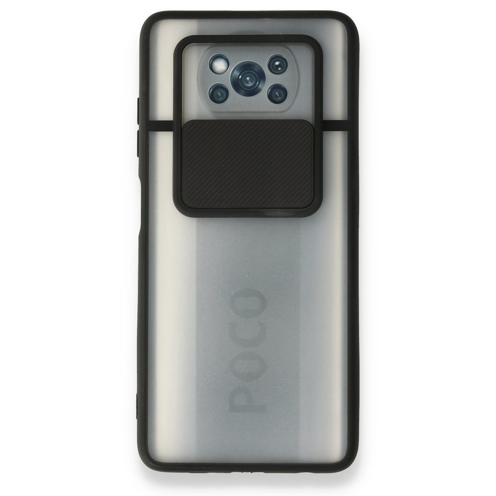  Xiaomi Pocophone X3 Kılıf Palm Buzlu Kamera Sürgülü Silikon - Siyah