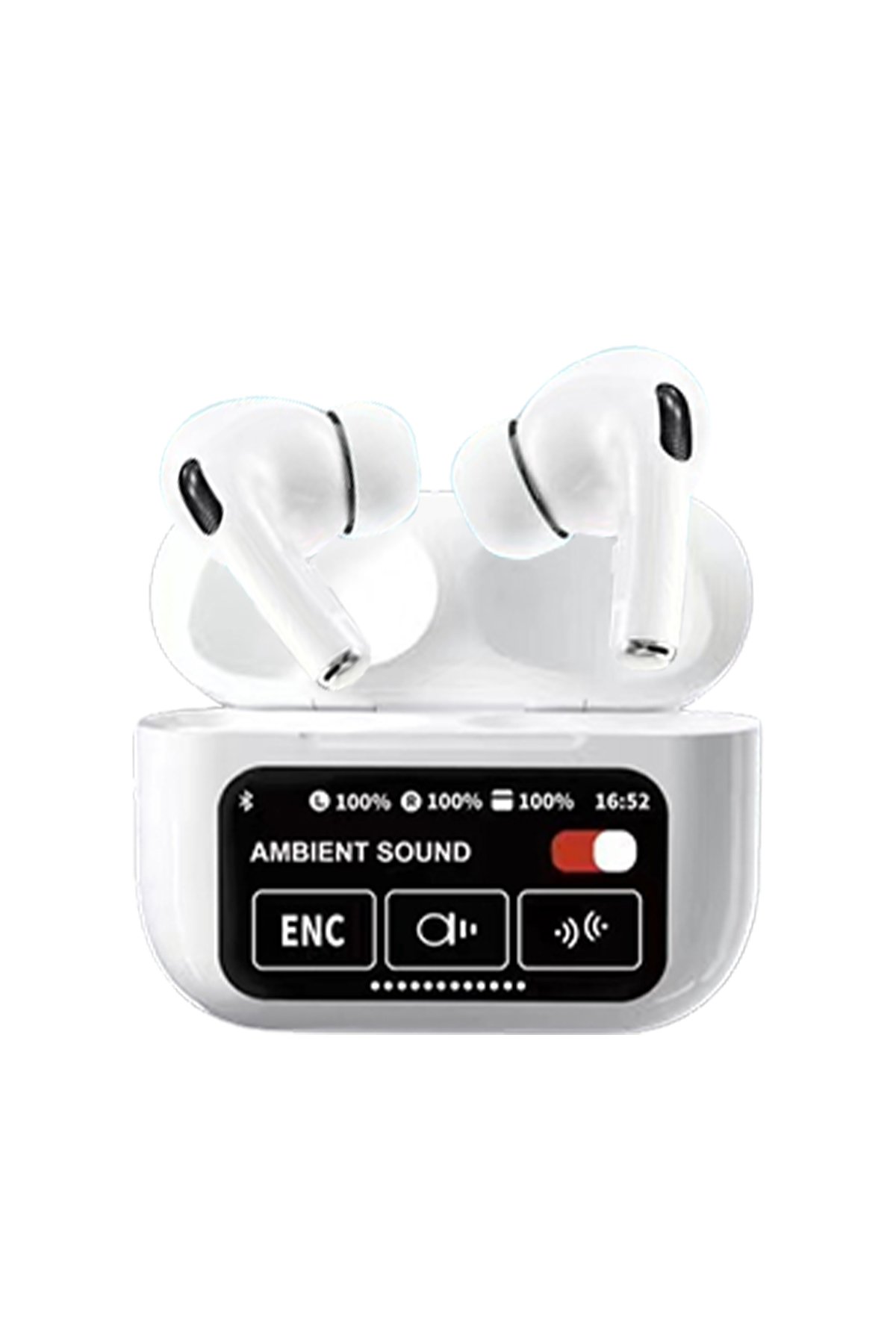 Karler Bass A9 Pro Aktif Gürültü Engelleyici Özellikli Dijital Ekranlı Airpods Bluetooth Kulaklık - Beyaz