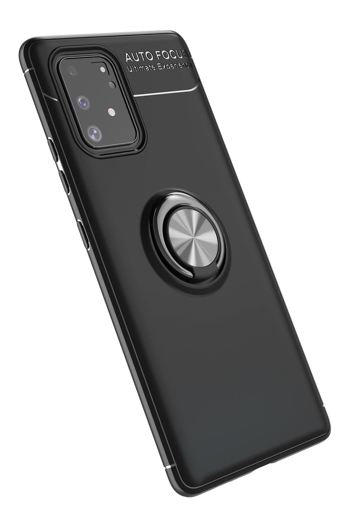 Samsung Galaxy A91 / S10 Lite Kılıf Range Yüzüklü Silikon - Siyah