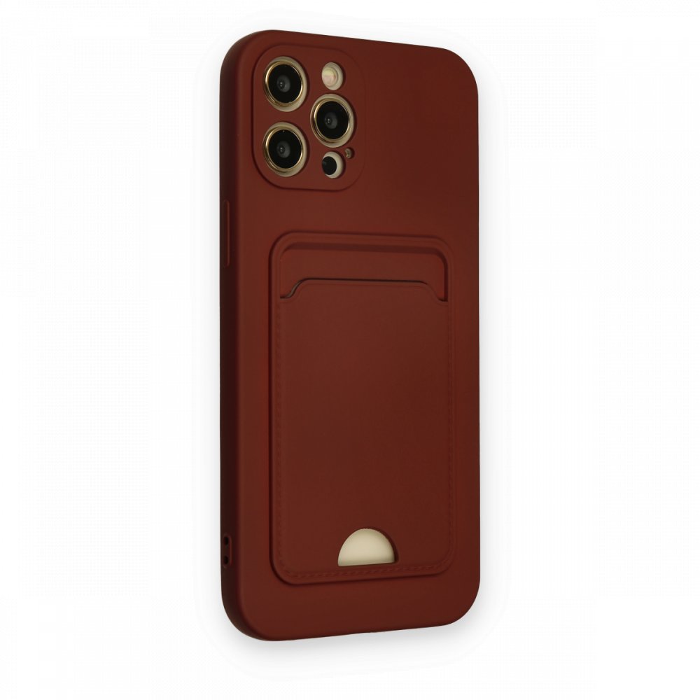  iPhone 12 Pro Max Kılıf Kelvin Kartvizitli Silikon - Bordo