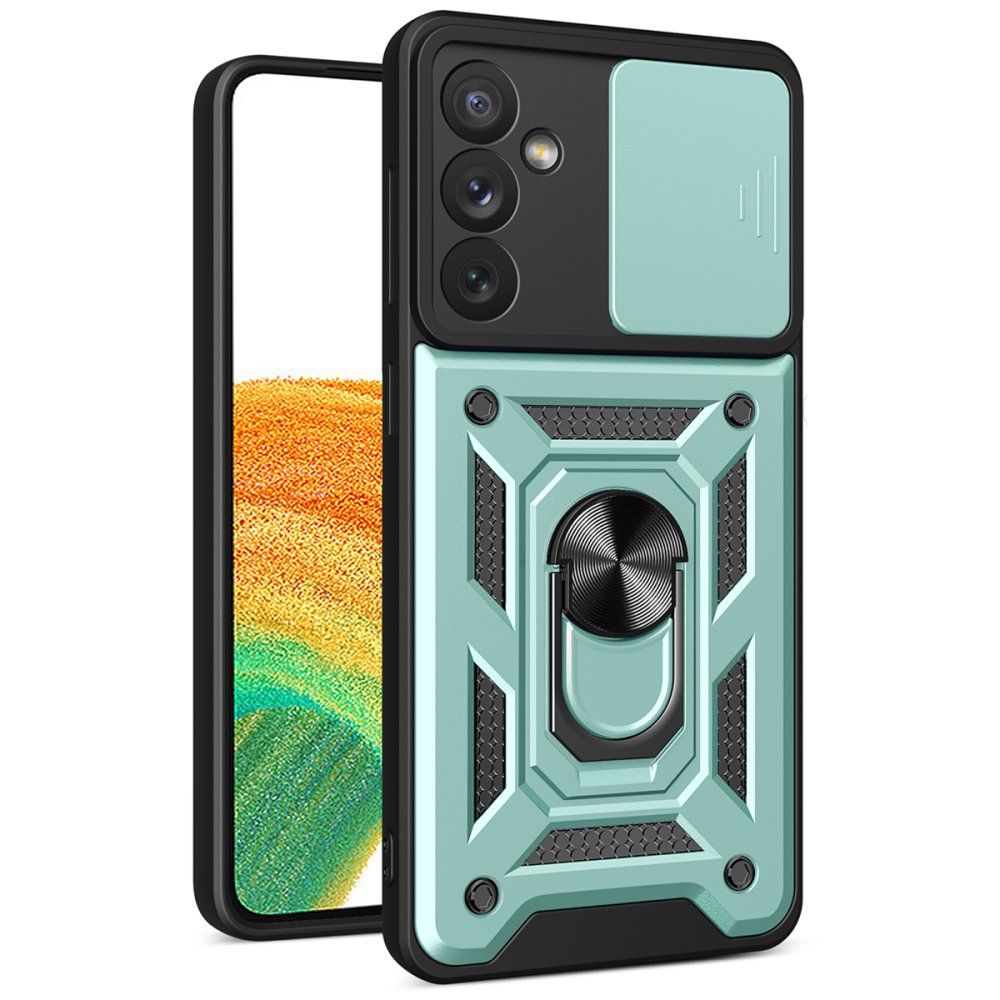  Samsung Galaxy A34 5G Kılıf Pars Lens Yüzüklü Silikon - Yeşil