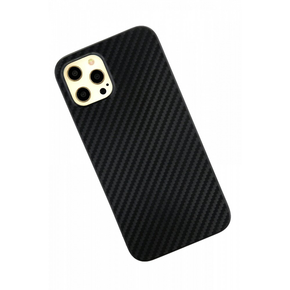  iPhone 12 Pro Max Kılıf Karbon PP Silikon - Siyah