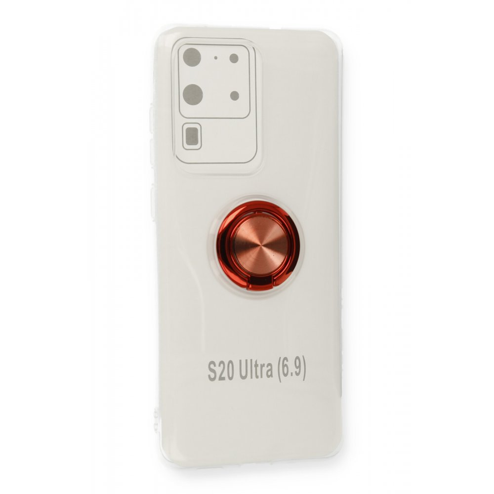  Samsung Galaxy S20 Ultra Kılıf Gros Yüzüklü Silikon - Kırmızı