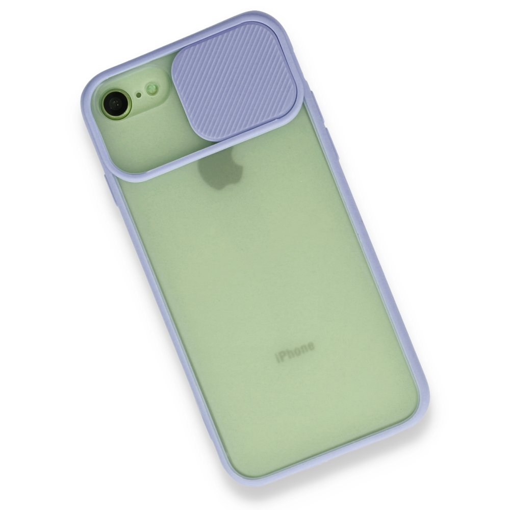 iPhone SE 2020 Kılıf Palm Buzlu Kamera Sürgülü Silikon - Lila iPhone SE 2020 Kılıf Palm Buzlu Kamera Sürgülü Silikon - Lila