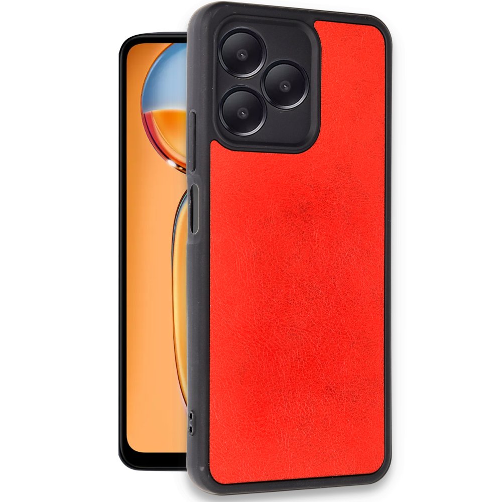 Realme Note 50 4G Kılıf Aras Deri Kapak - Kırmızı Realme Note 50 4G Kılıf Aras Deri Kapak - Kırmızı