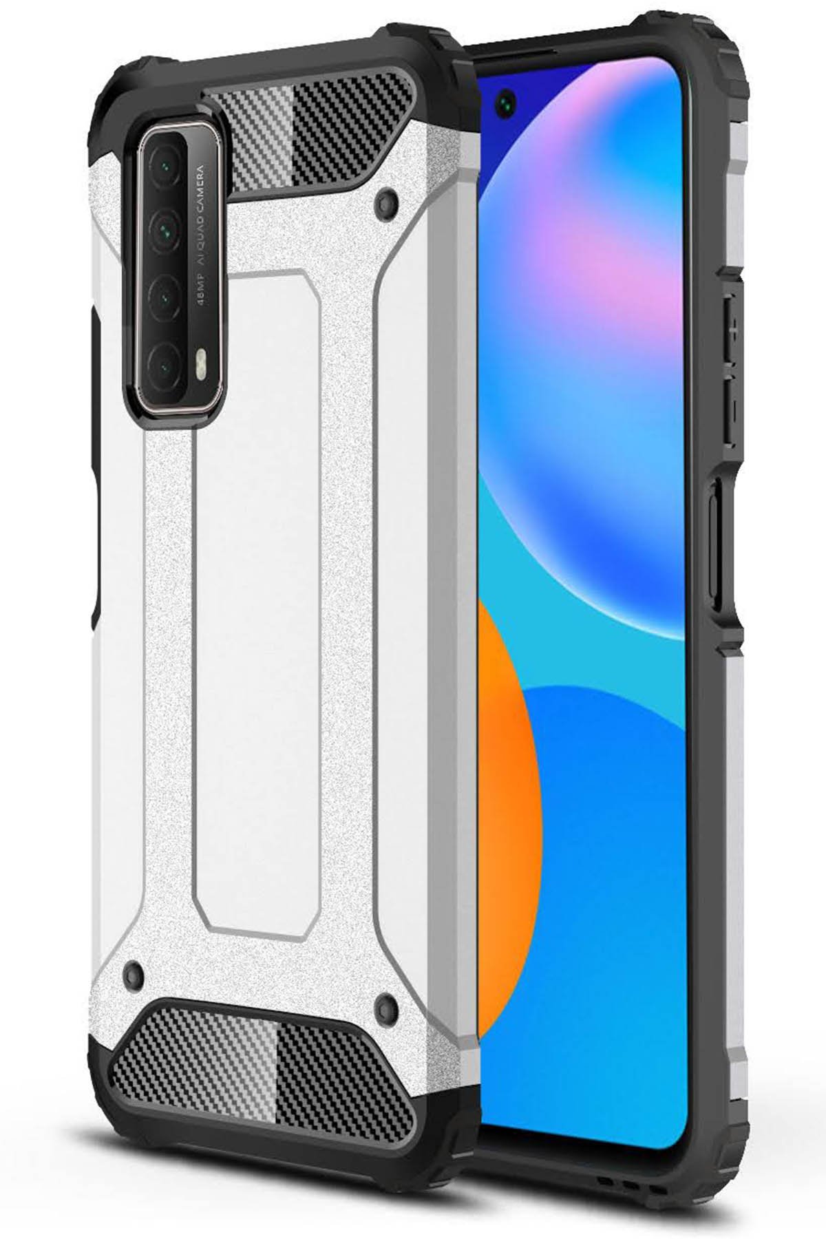 Huawei P Smart 2021 Kılıf Tank Silikon Kapak - Gümüş  Huawei P Smart 2021 Kılıf Tank Silikon Kapak - Gümüş