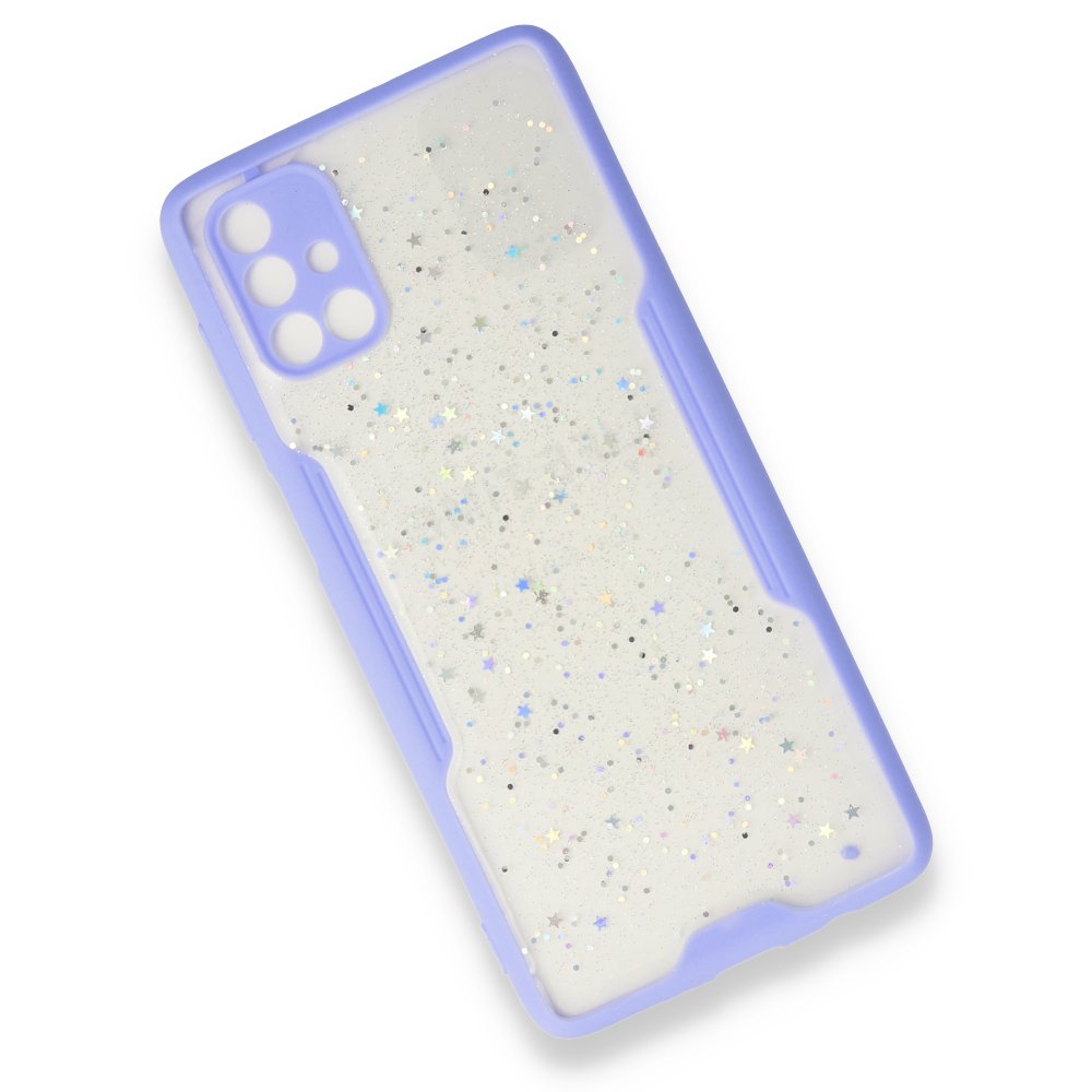  Samsung Galaxy M51 Kılıf Platin Simli Silikon - Lila