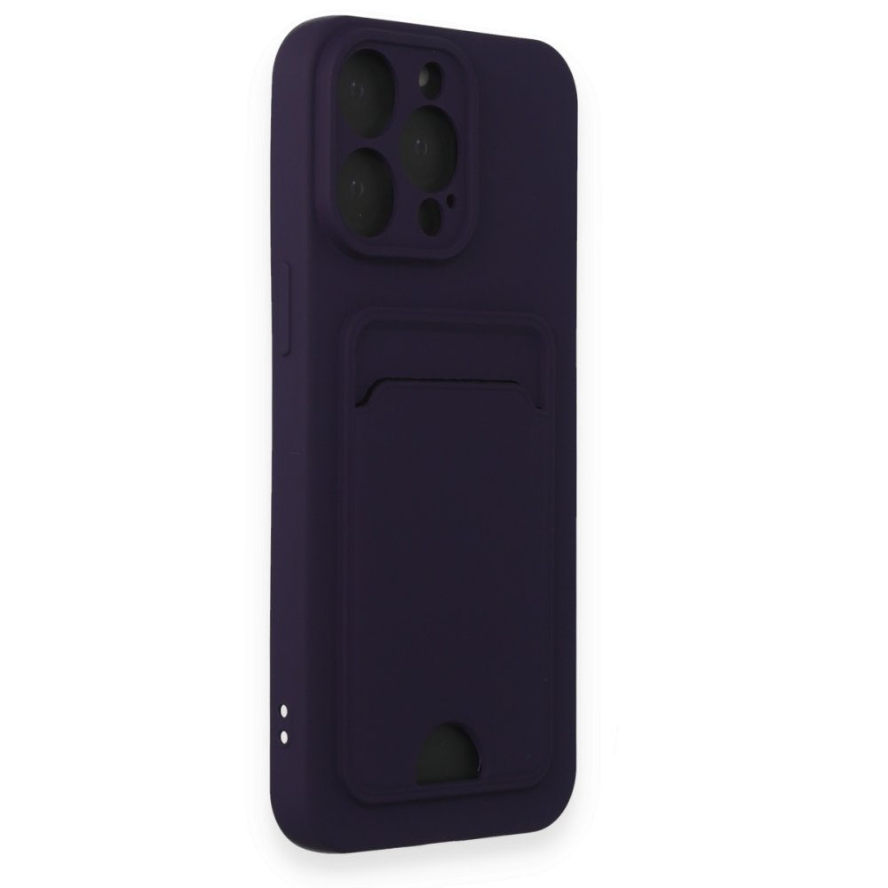  iPhone 15 Pro Max Kılıf Kelvin Kartvizitli Silikon - Derin Mor