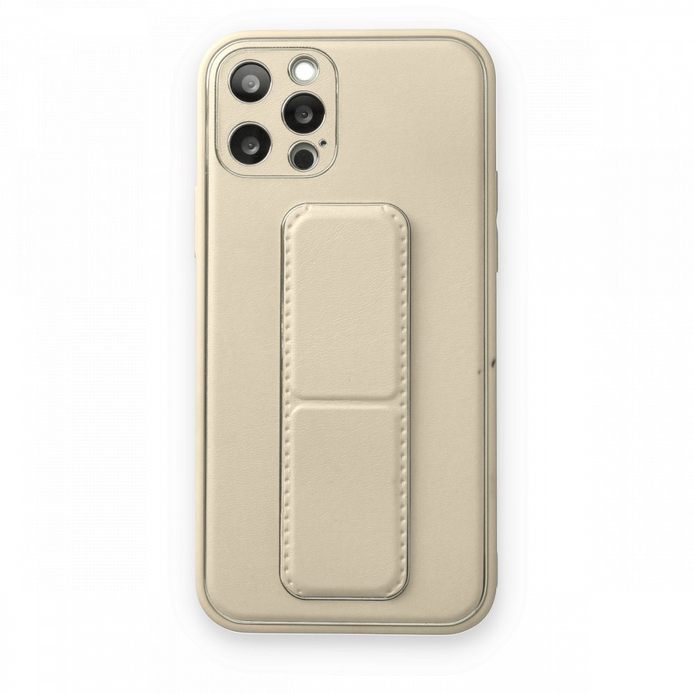  iPhone 12 Pro Kılıf Coco Deri Standlı Kapak - Beyaz