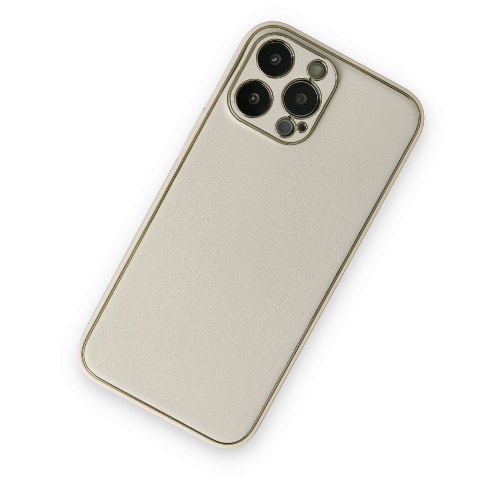  iPhone 13 Pro Kılıf Coco Deri Silikon Kapak - Beyaz
