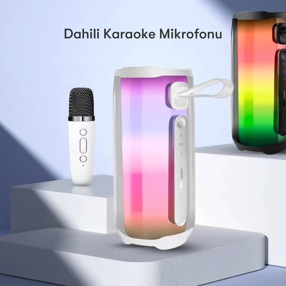  Pluse 5 Mikrofonlu RGB Kablosuz Hoparlör - Siyah