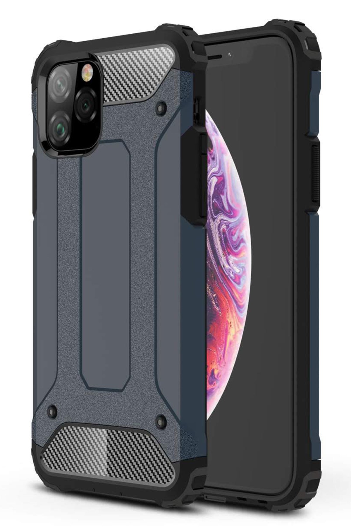 iPhone 11 Pro Max Kılıf Tank Silikon Kapak - Lacivert iPhone 11 Pro Max Kılıf Tank Silikon Kapak - Lacivert