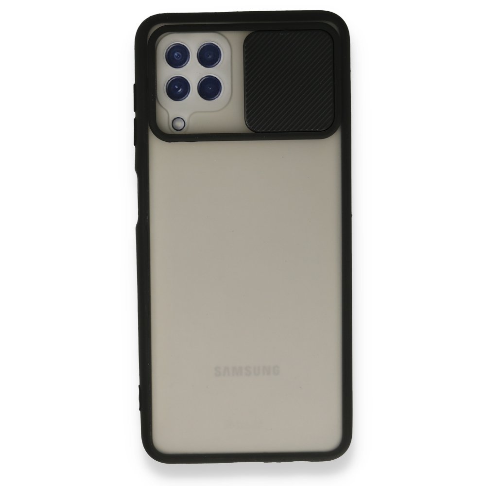  Samsung Galaxy A22 Kılıf Palm Buzlu Kamera Sürgülü Silikon - Siyah