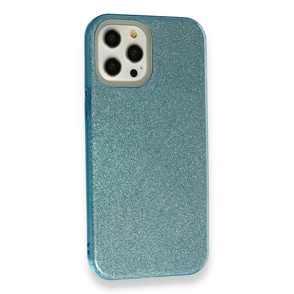  iPhone 12 Pro Kılıf Simli Katmanlı Silikon - Turkuaz