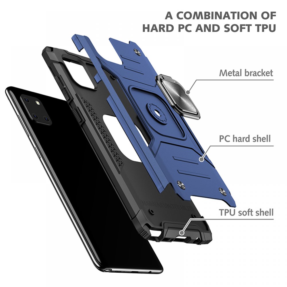  Samsung Galaxy A81 / Note 10 Lite Kılıf Zegna Yüzüklü Silikon Kapak - Mavi