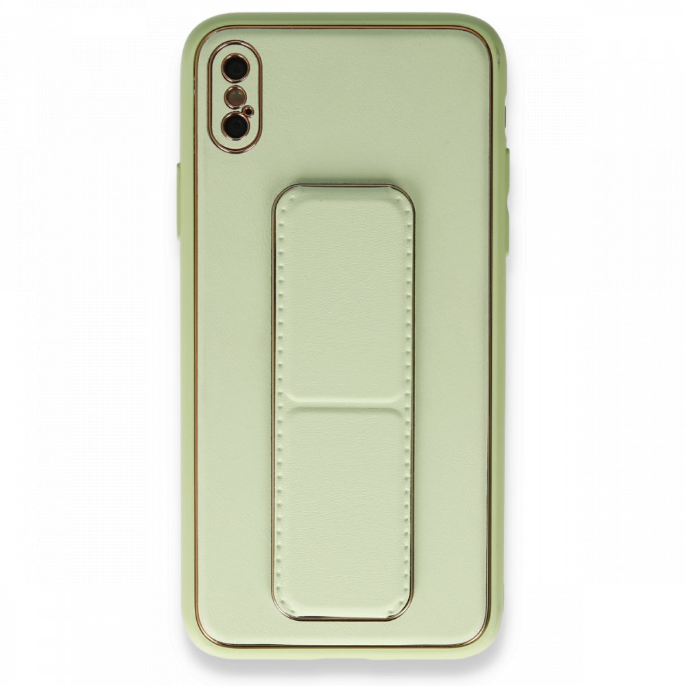  iPhone XS Max Kılıf Coco Deri Standlı Kapak - Su Yeşili