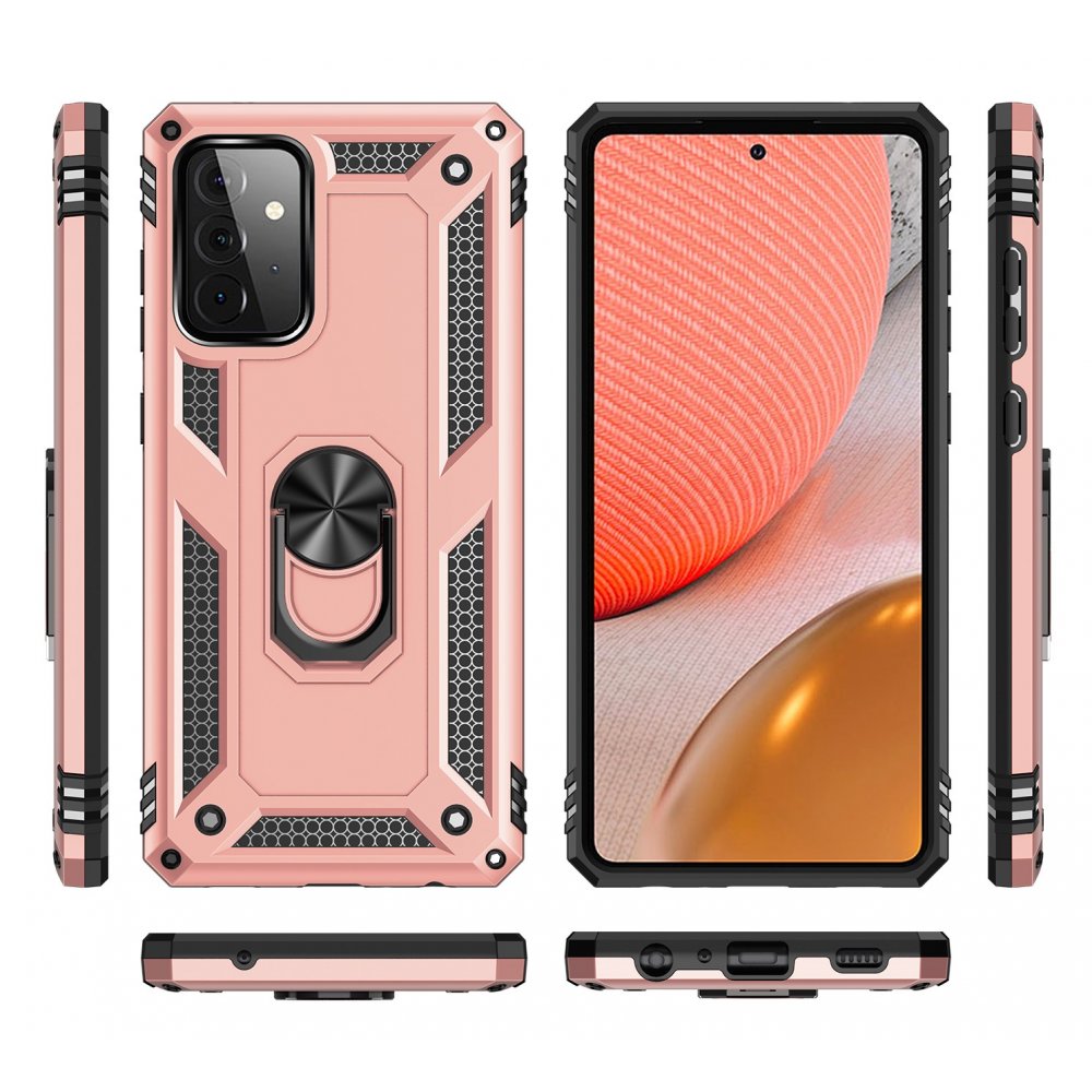  Samsung Galaxy A72 Kılıf Sofya Yüzüklü Silikon Kapak - Rose
