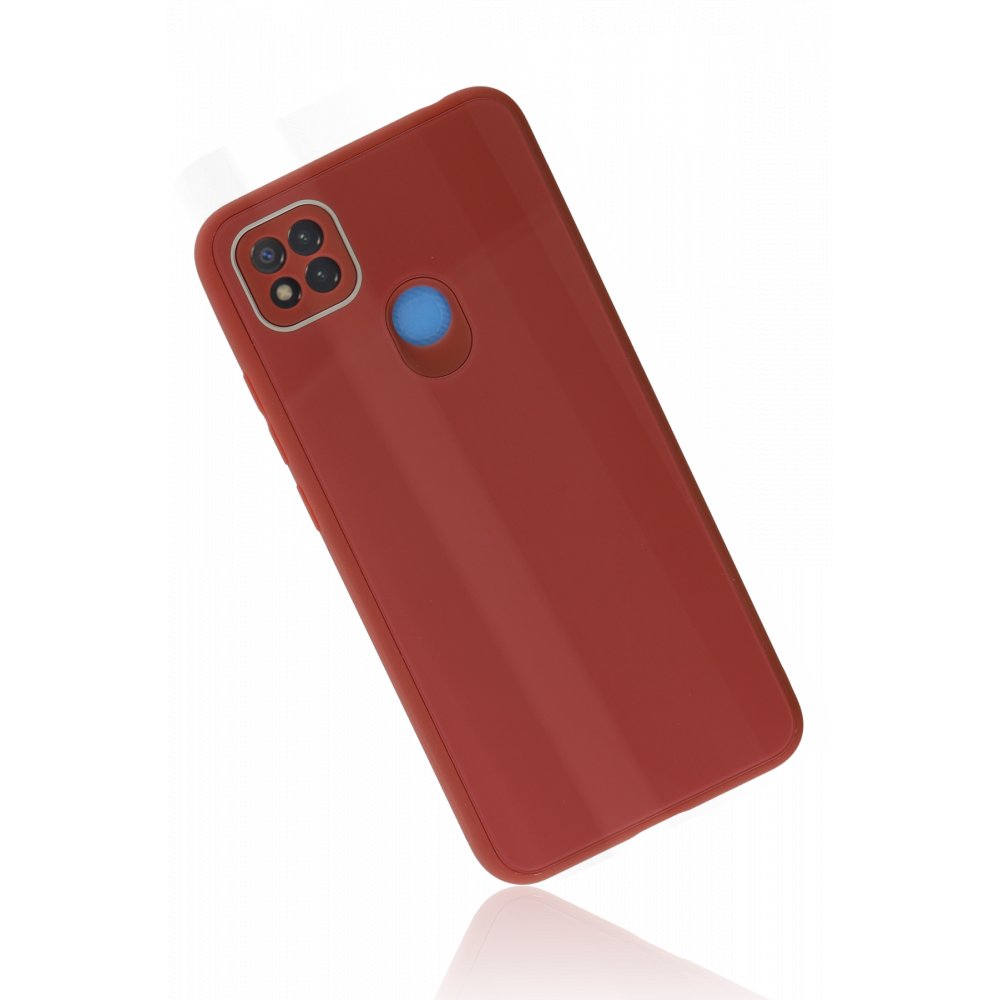 Redmi 9C Kılıf Glass Kapak - Bordo Redmi 9C Kılıf Glass Kapak - Bordo