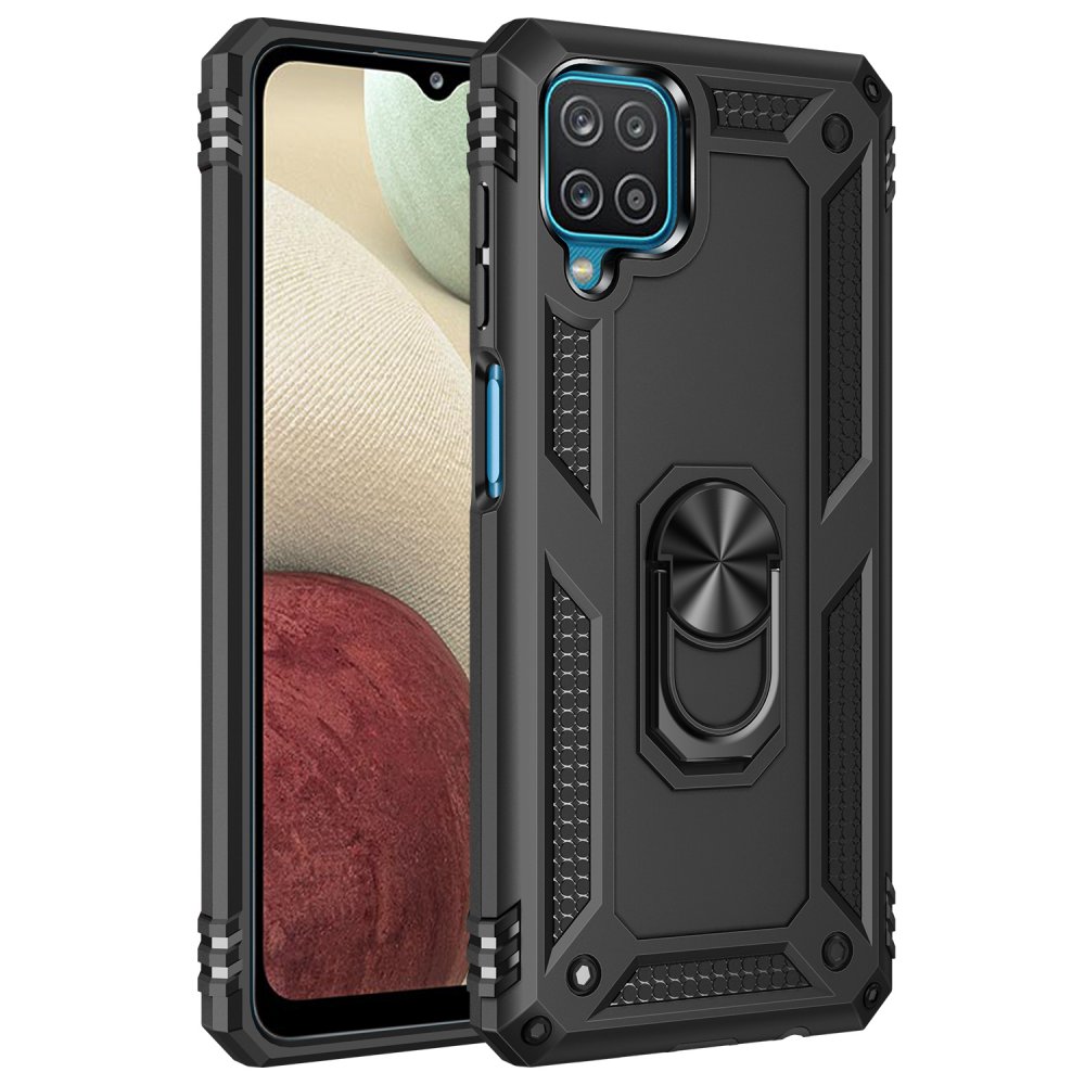  Samsung Galaxy M22 Kılıf Sofya Yüzüklü Silikon Kapak - Siyah