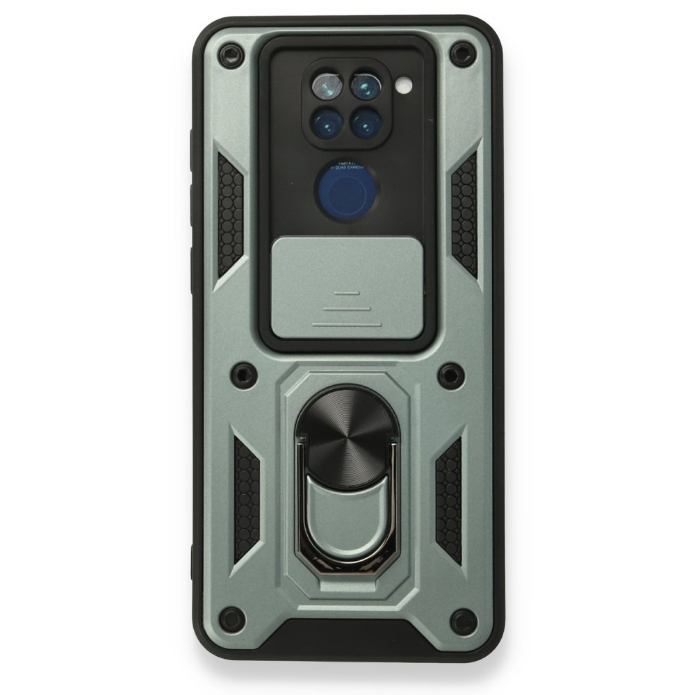 Redmi Note 9 Kılıf Pars Lens Yüzüklü Silikon - Yeşil