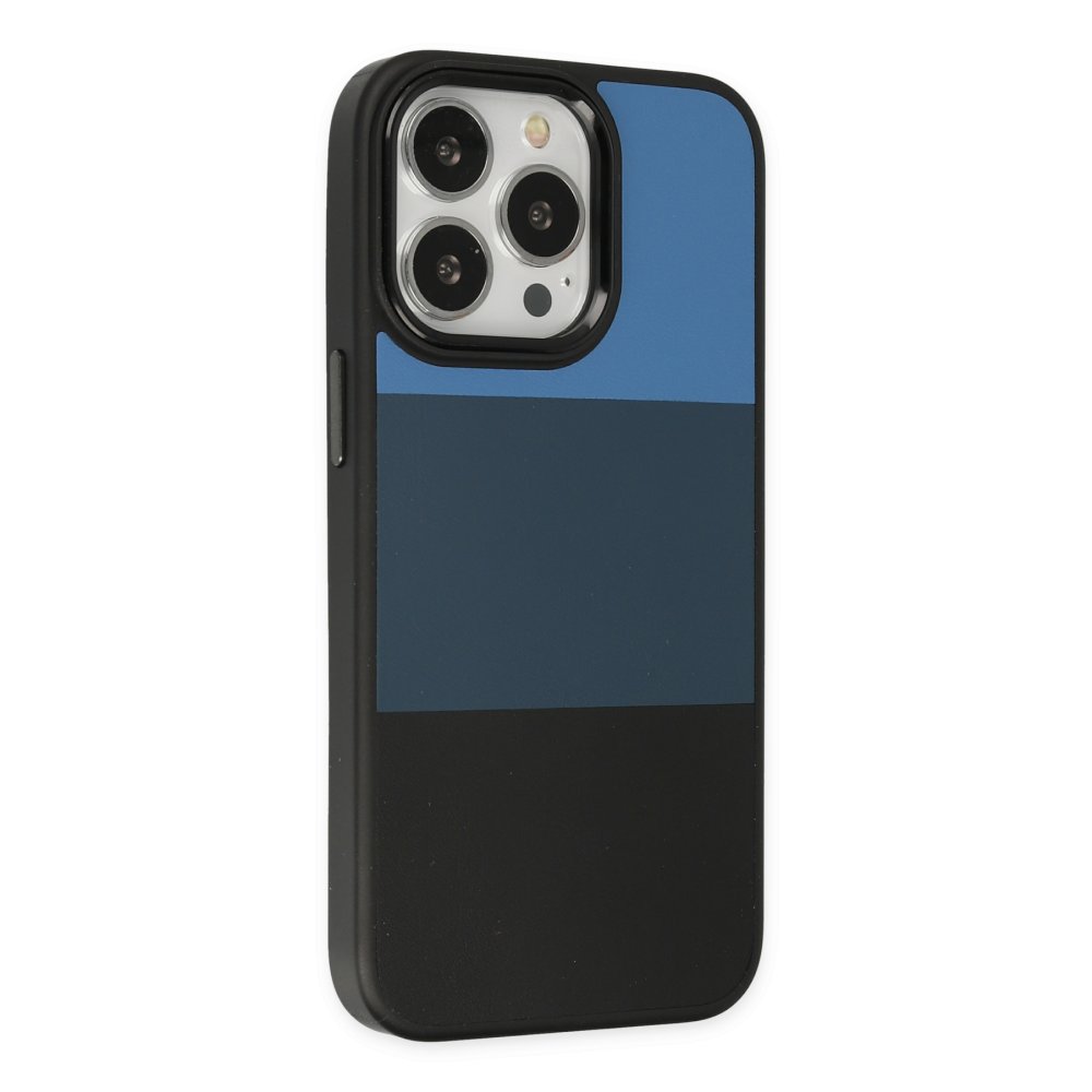iPhone 14 Pro Max Kılıf King Kapak - Mavi-Siyah  iPhone 14 Pro Max Kılıf King Kapak - Mavi-Siyah
